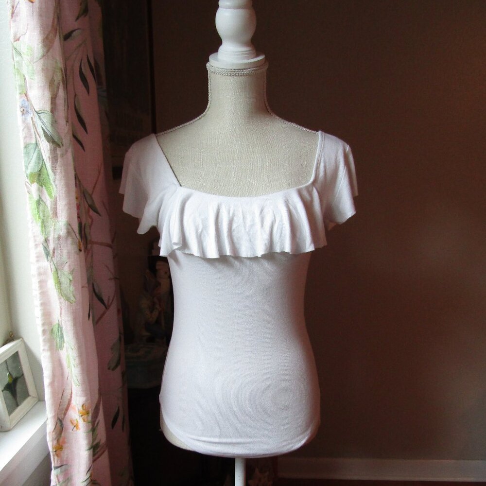 Free people Last Call White Ribbed Top M - Picture 2 of 9
